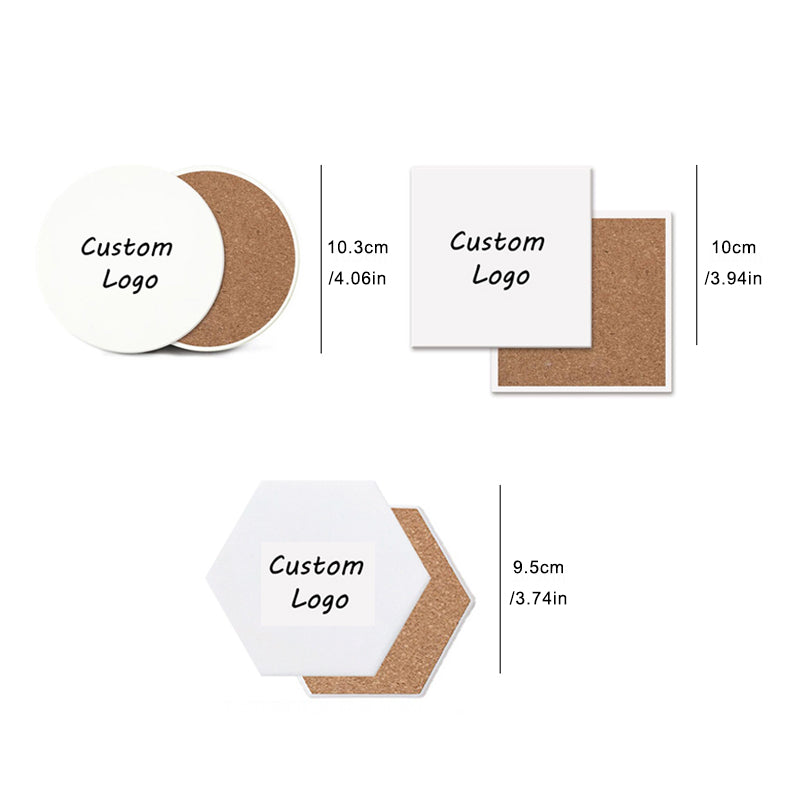 20pcs Custom UV Printing Ceramic Cork Coaster
