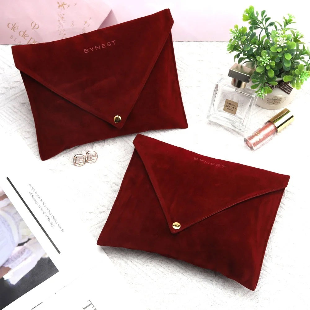 Custom Luxury Flap Velvet Envelope Button Pouch Cosmetic Packing Bag