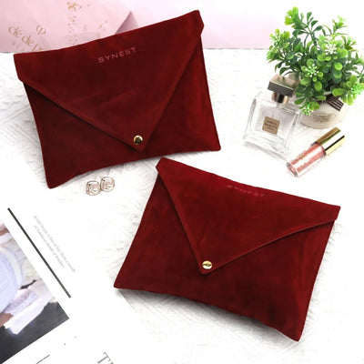 Custom Luxury Flap Velvet Envelope Button Pouch Cosmetic Packing Bag