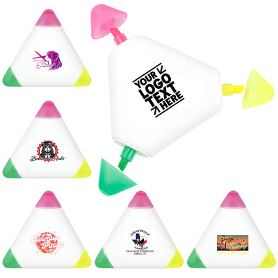 Custom Logo Triangular Shaped Highlighter For School Bookstores Office