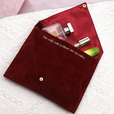 Custom Luxury Flap Velvet Envelope Button Pouch Cosmetic Packing Bag