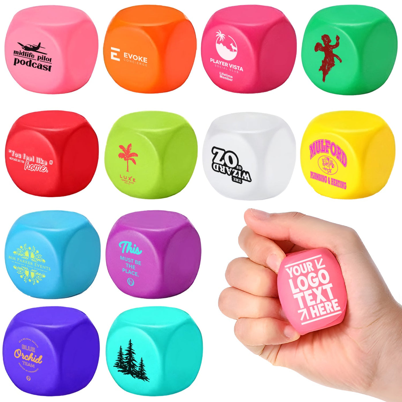 Custom Printed Square Shaped Stress Relievers Squeezie Stress Toys