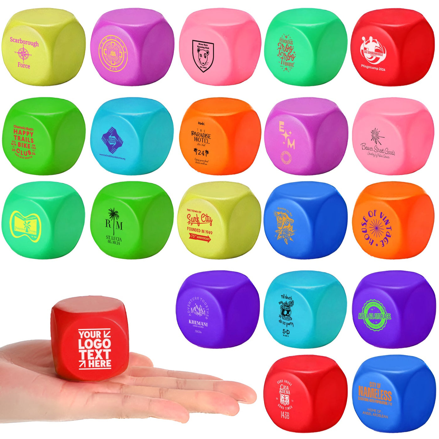 Custom Printed Square Shaped Stress Relievers Squeezie Stress Toys