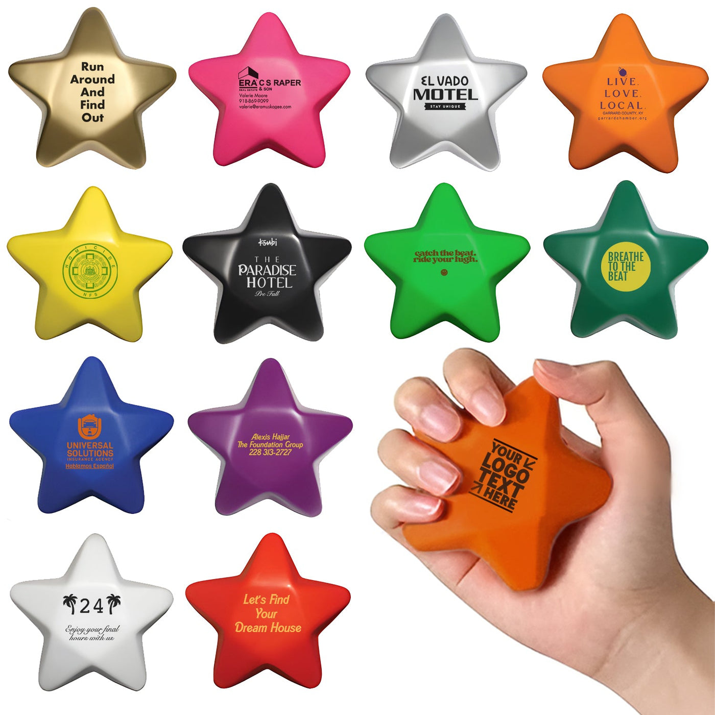 Bulk Custom Star Shape Pu Foam Stress Reliever Ball For Branded Promo