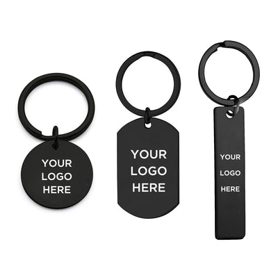 Bulk Custom Logo Engraved Stainless Steel Keychain Metal Key Ring