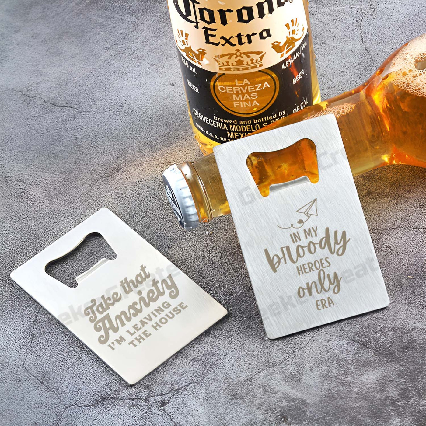 Custom Laser Engraved Credit Card Bottle Opener Stainless Steel Beer Openers