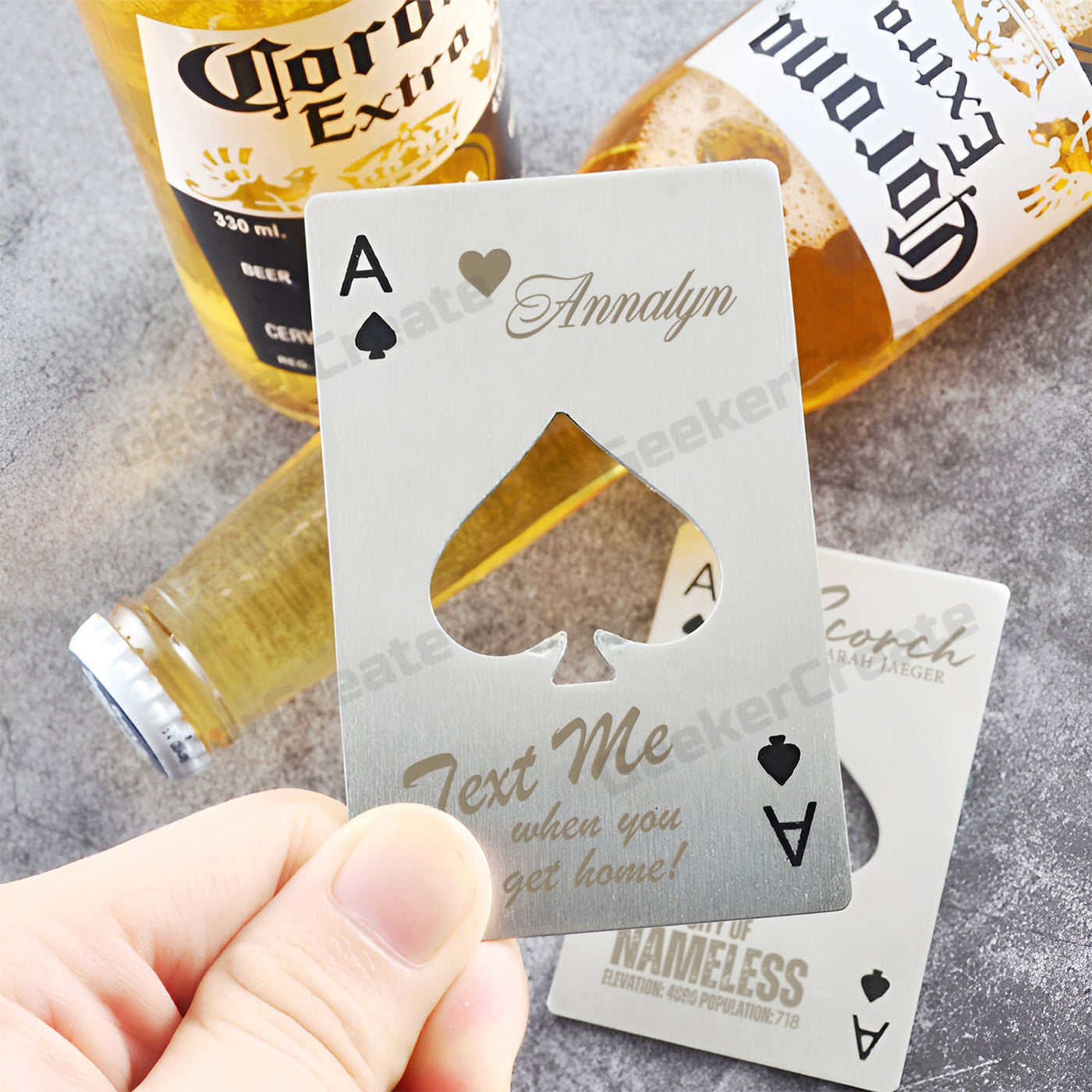 Custom Laser Engraved Poker Bottle Opener Stainless Steel Beer Openers