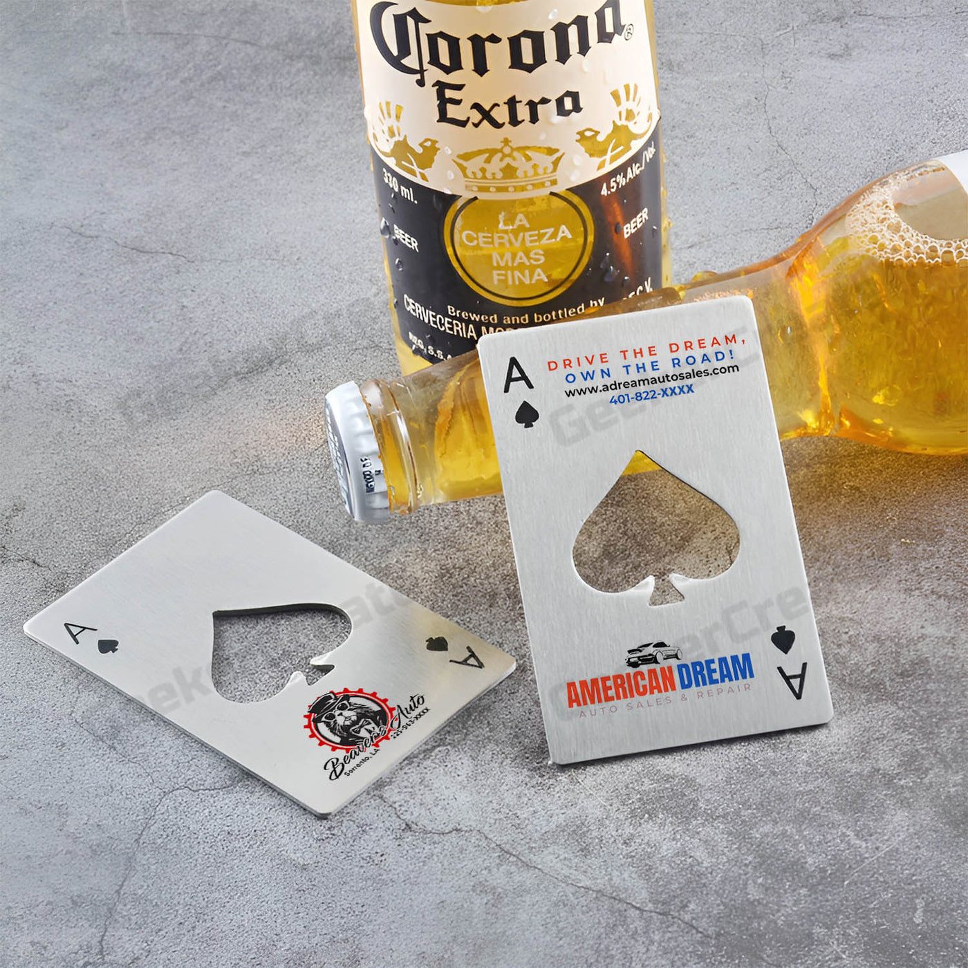 Custom Brand Printed Poker Bottle Opener Stainless Steel Beer Openers