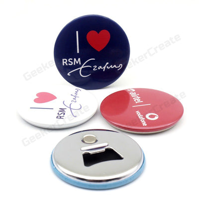 Bulk Custom Round Magnetic Bottle Opener Promotional Pin Button Badge