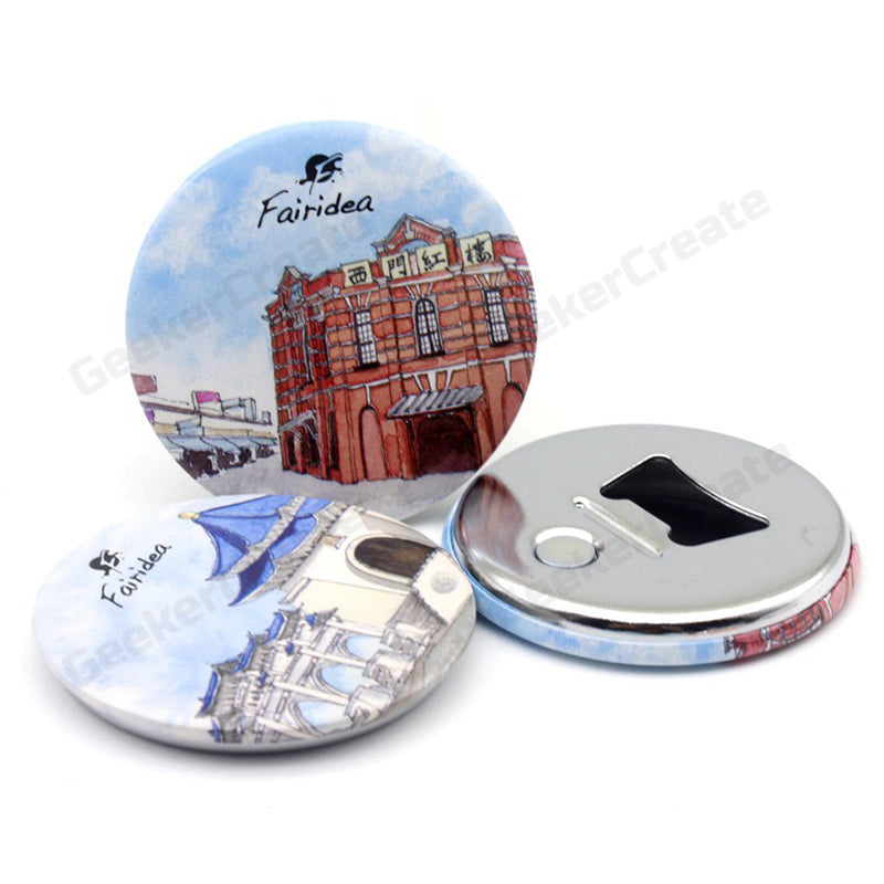 Bulk Custom Round Magnetic Bottle Opener Promotional Pin Button Badge