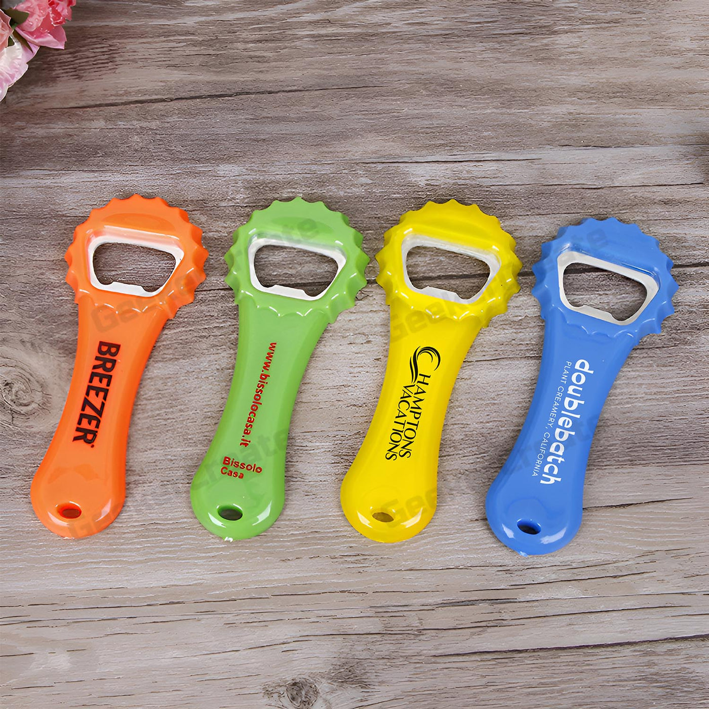 Personalized Petal Shape Plastic Printed Bottle Opener For Promotion