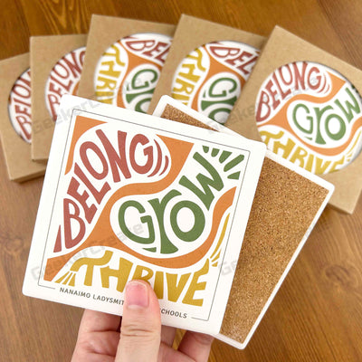 Custom Logo Printed Absorbent Ceramic Stone Coaster with Cork Back