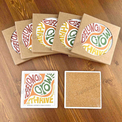 Custom Logo Printed Absorbent Ceramic Stone Coaster with Cork Back
