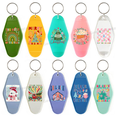 Custom Merry Christmas Motel Key Tag Santa Claus Retro Hotel Keychain