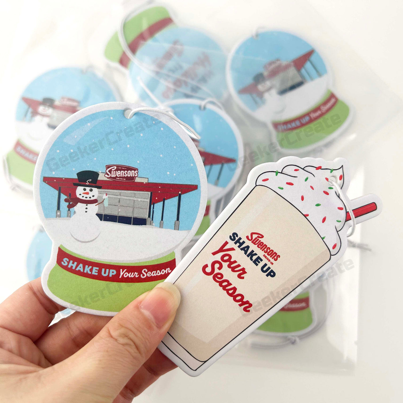 Custom Christmas Air Freshener Printed Logo Hanging Car Freshener For Gifts