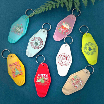 Custom Christmas Motel Key Tag Santa Claus Post Retro Hotel Keychain
