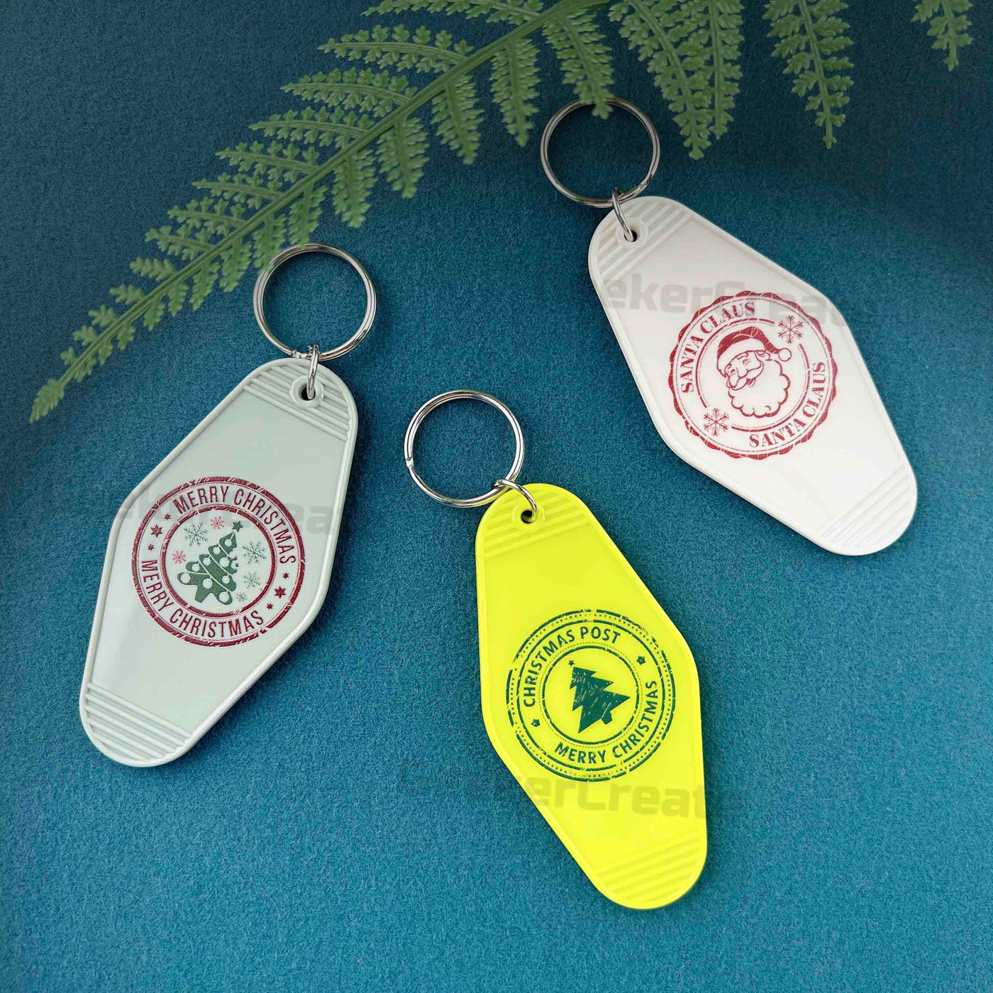 Custom Christmas Motel Key Tag Santa Claus Post Retro Hotel Keychain