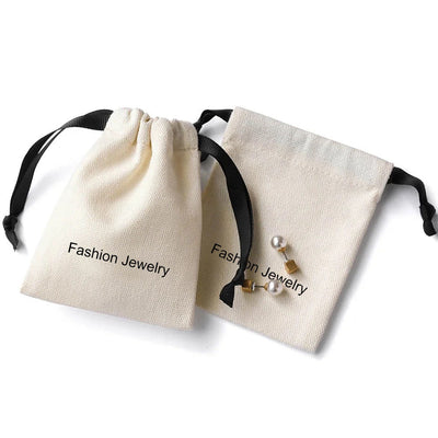 Custom Cotton Jewelry Pouch Personalized Logo Drawstring Bags Package