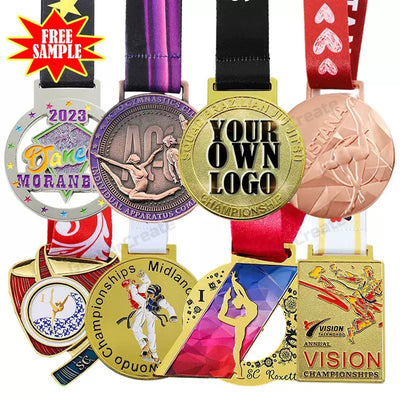 Custom Soft Enamel Awards Medal Sports Emblem Medallion with Ribbon