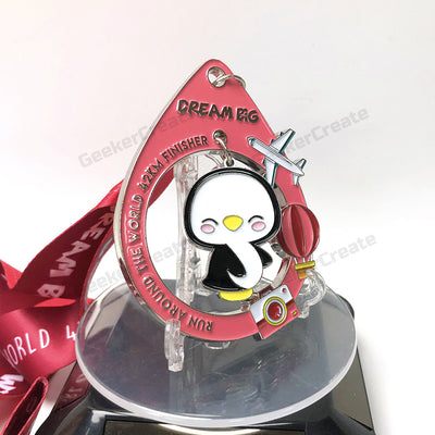 Custom Soft Enamel Awards Medal Sports Emblem Medallion with Ribbon