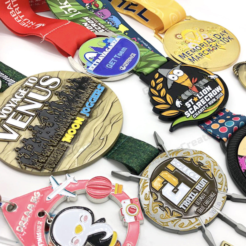 Custom Soft Enamel Awards Medal Sports Emblem Medallion with Ribbon