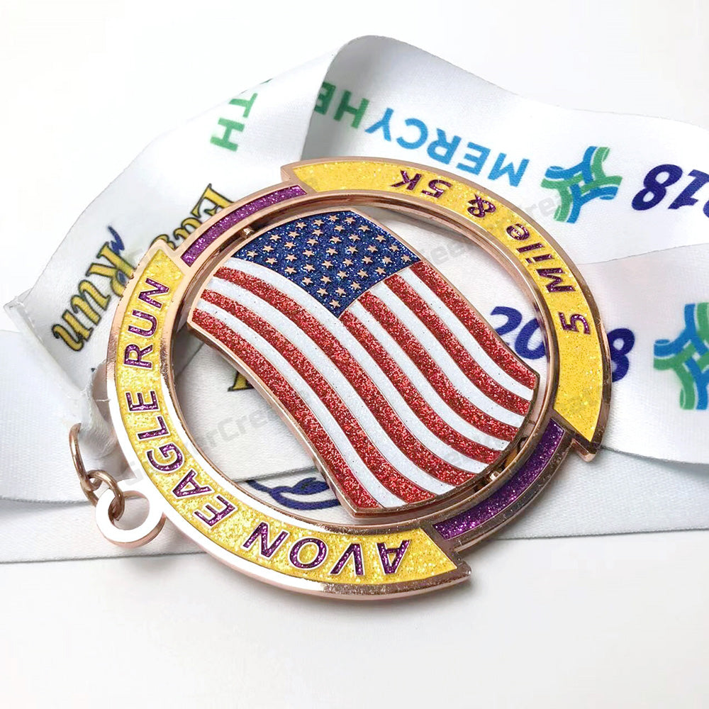 Custom Soft Enamel Awards Medal Sports Emblem Medallion with Ribbon