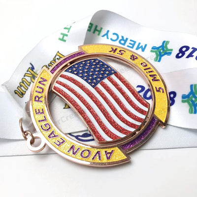 Custom Soft Enamel Awards Medal Sports Emblem Medallion with Ribbon