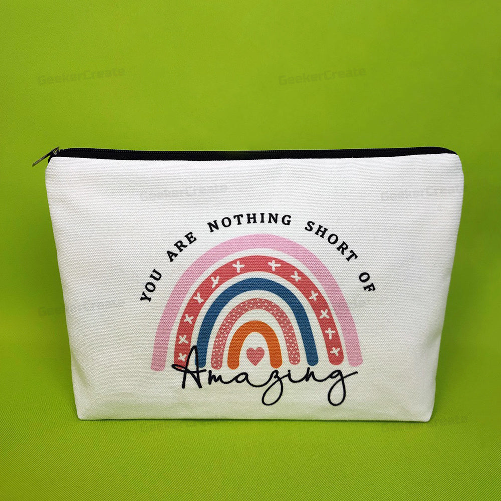 Custom Canvas Makeup Bag Printed Cosmetic Bags Toiletry Bags with Zipper