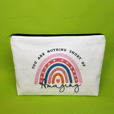Custom Canvas Makeup Bag Printed Cosmetic Bags Toiletry Bags with Zipper