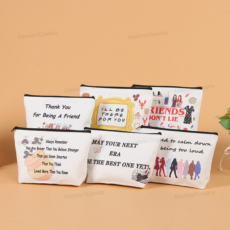 Custom Canvas Makeup Bag Printed Cosmetic Bags Toiletry Bags with Zipper