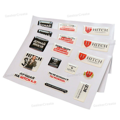 Custom Domed 3D Epoxy Sheet Stickers Die Cut Shaped Resin Labels
