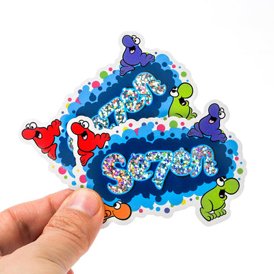 Custom Printed Logo Glitter Stickers Sparkling Spots Vinyl Decals Labels