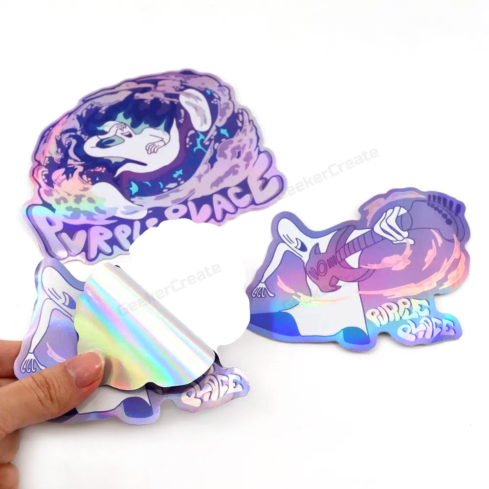 Custom Holographic Stickers Iridescent Vinyl Decals Waterproof Labels