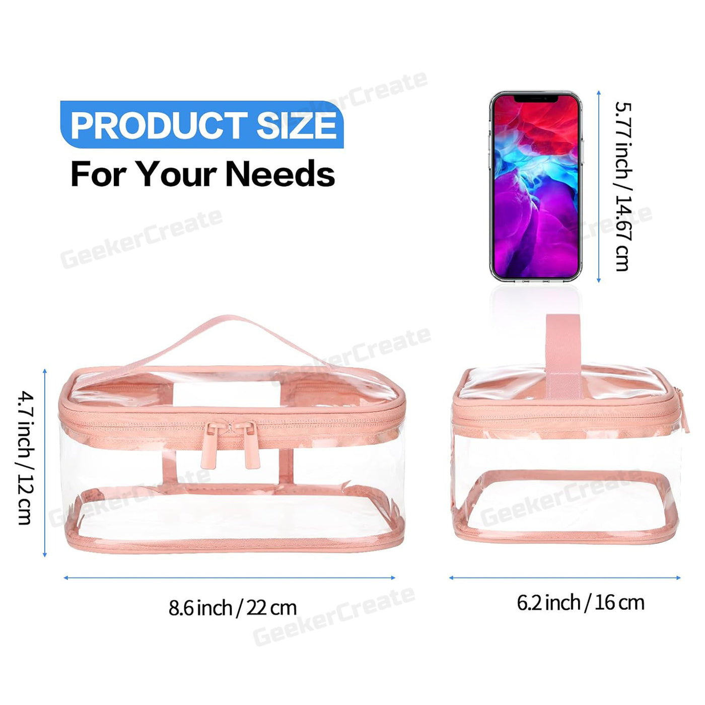 Custom Clear PVC Makeup Bags Travel Cosmetic Toiletry Bags with Handle