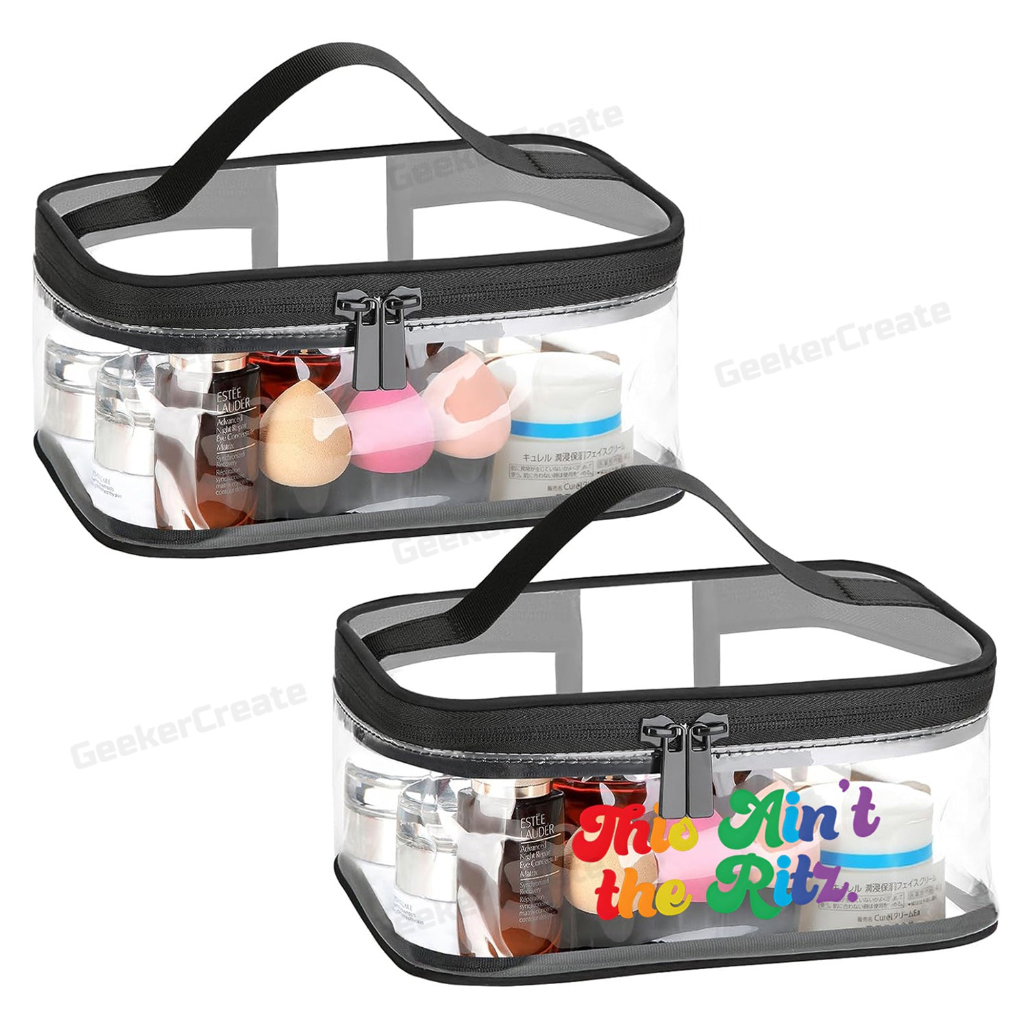 custom makeup transparent travel bag Zippered Clear for - With Your Logo personalized makeup case Clear Plastic Travel Toiletry Bags