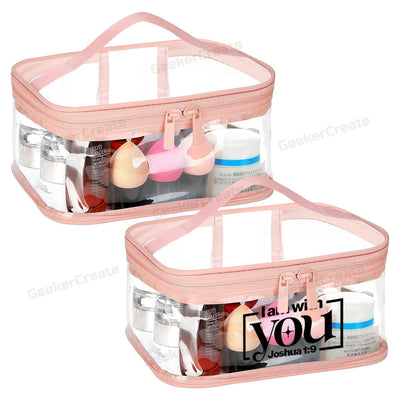Custom Clear PVC Makeup Bags Travel Cosmetic Toiletry Bags with Handle