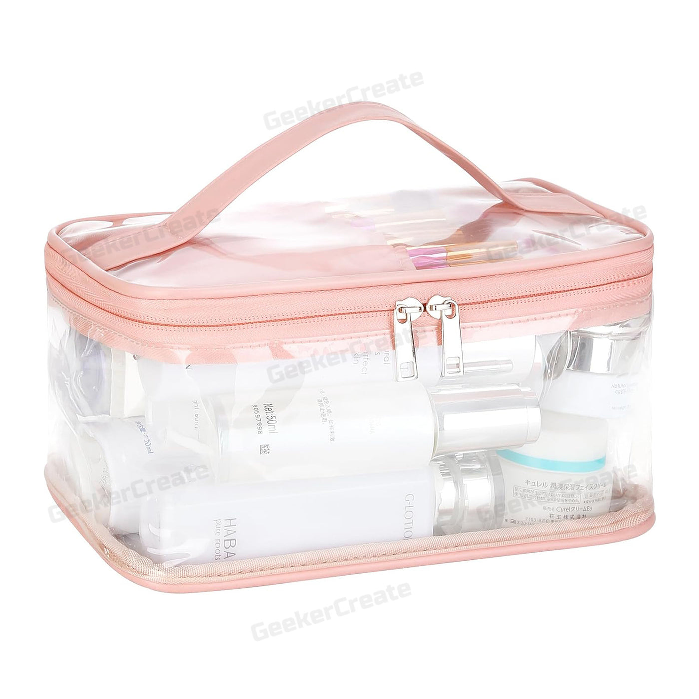 Custom Clear PVC Makeup Bags Travel Cosmetic Toiletry Bags with Handle