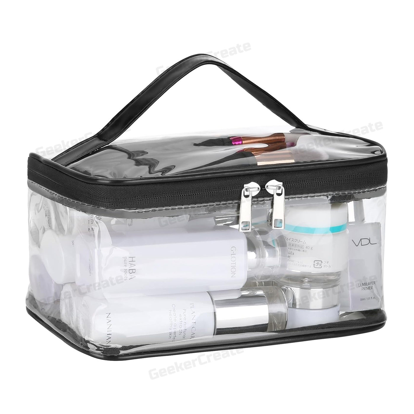 Custom Clear PVC Makeup Bags Travel Cosmetic Toiletry Bags with Handle