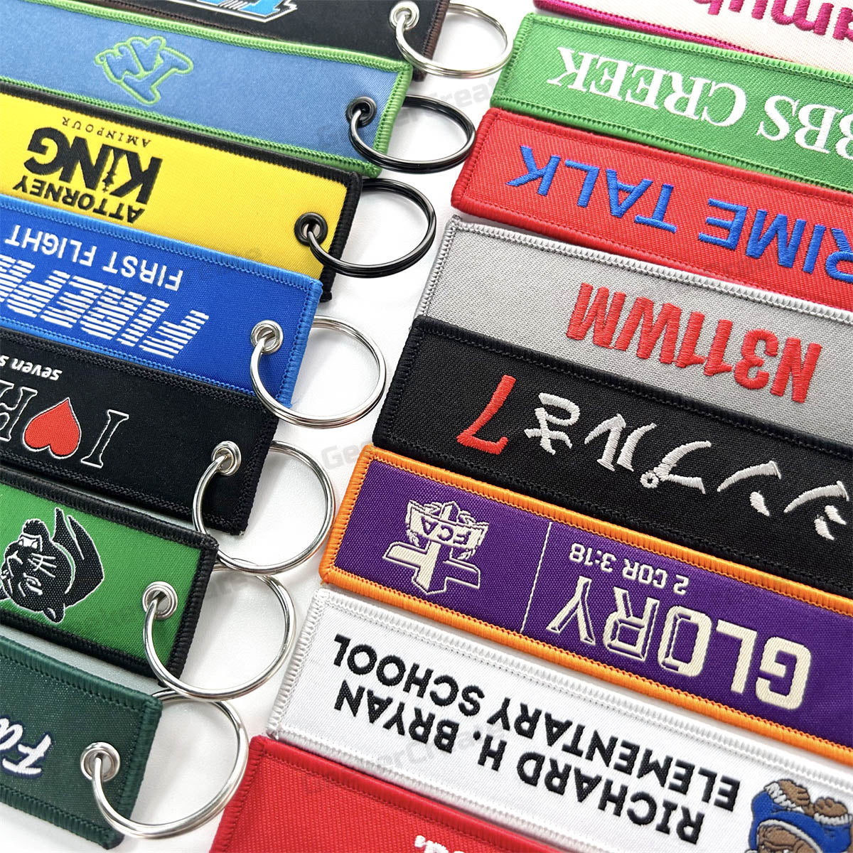 Custom Patch Keychain Embroidered Woven Printed Key Tag with Logo