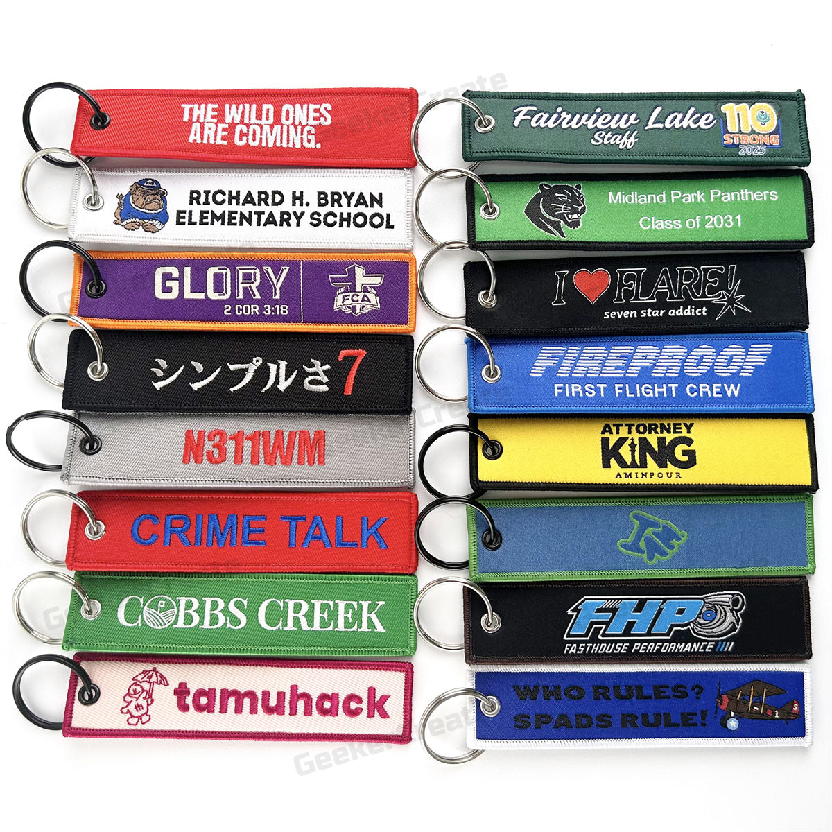 Custom Logo Embroidered Woven Flight Tag Keychains Jet Tag Key Flags ...