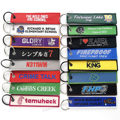 Custom Patch Keychain Embroidered Woven Printed Key Tag with Logo