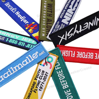 Custom Patch Keychain Embroidered Woven Printed Key Tag with Logo