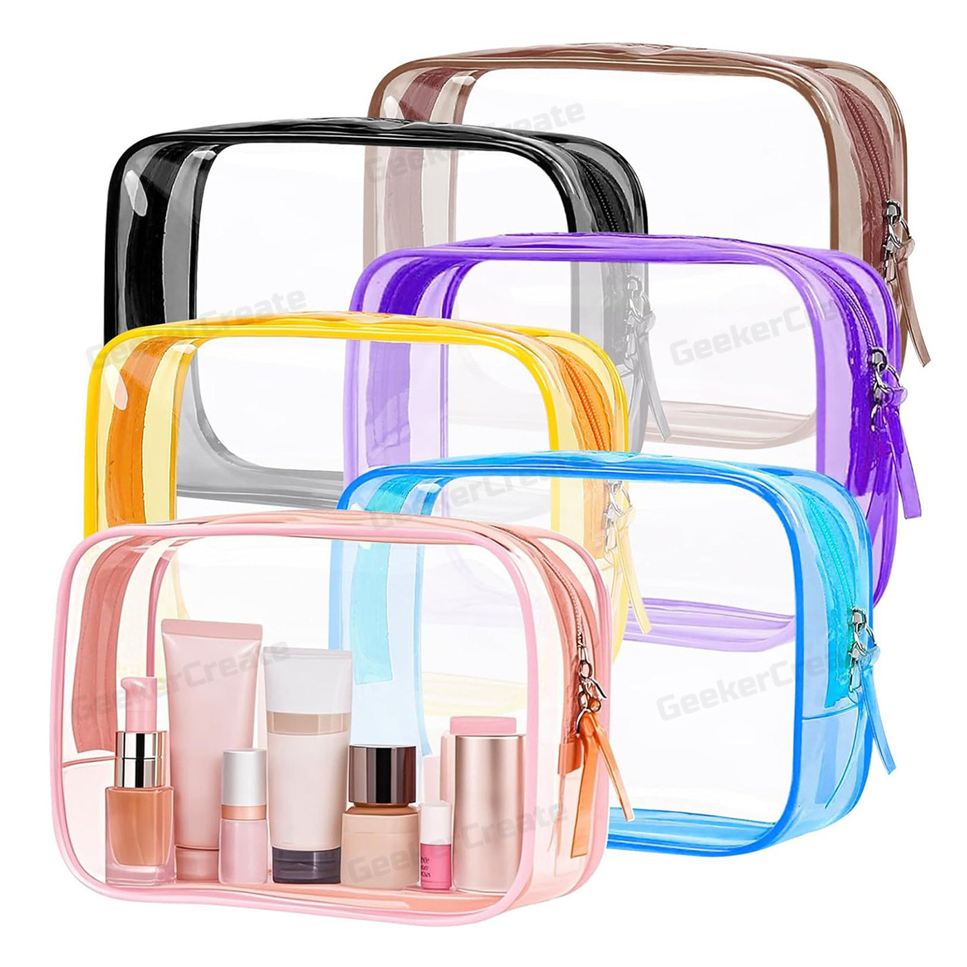custom travel bag makeup cosmetic bag pvc factories Custom Printed Waterproof PVC Toiletry Bag Clear Makeup Travel Bags – GeekerCreate