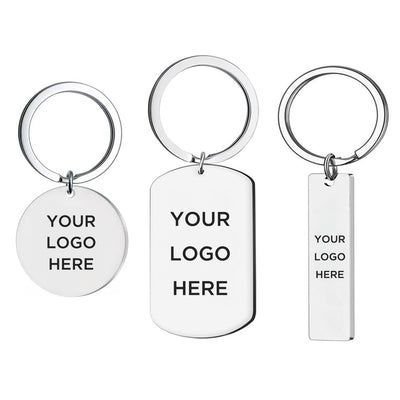 Bulk Custom Logo Engraved Stainless Steel Keychain Metal Key Ring