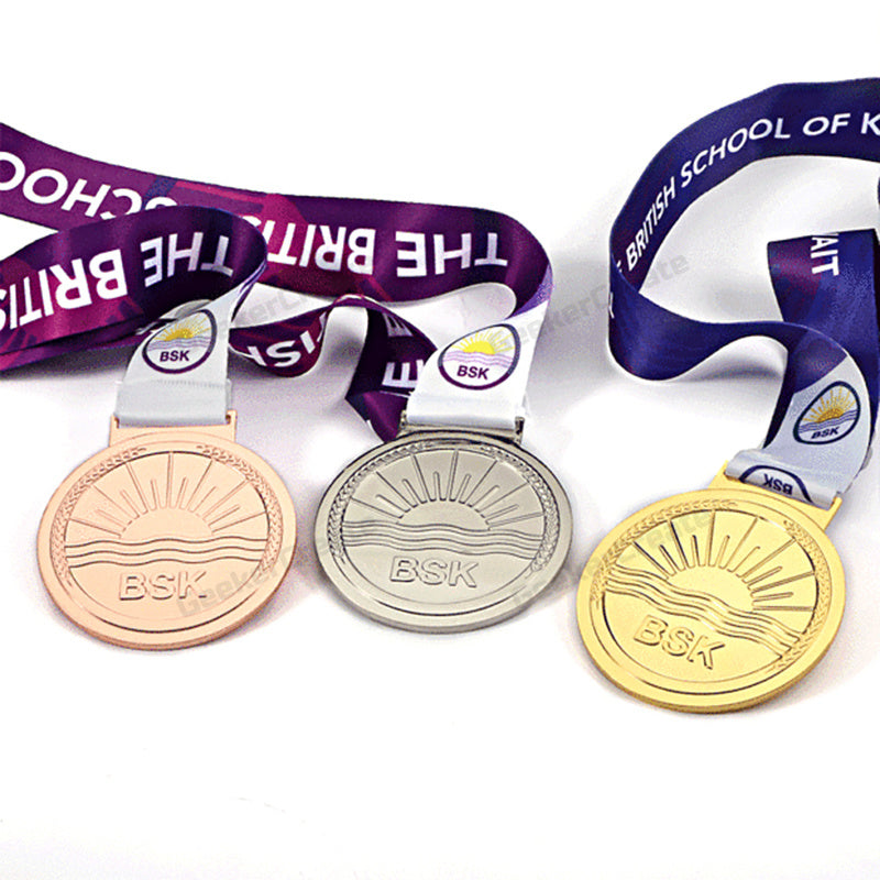 Custom 2D Die Cast Awards Medal Sports Schools Medallion with Ribbon