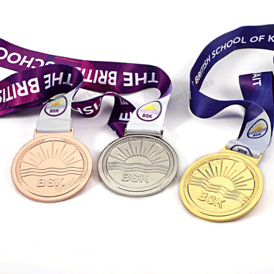 Custom 2D Die Cast Awards Medal Sports Schools Medallion with Ribbon