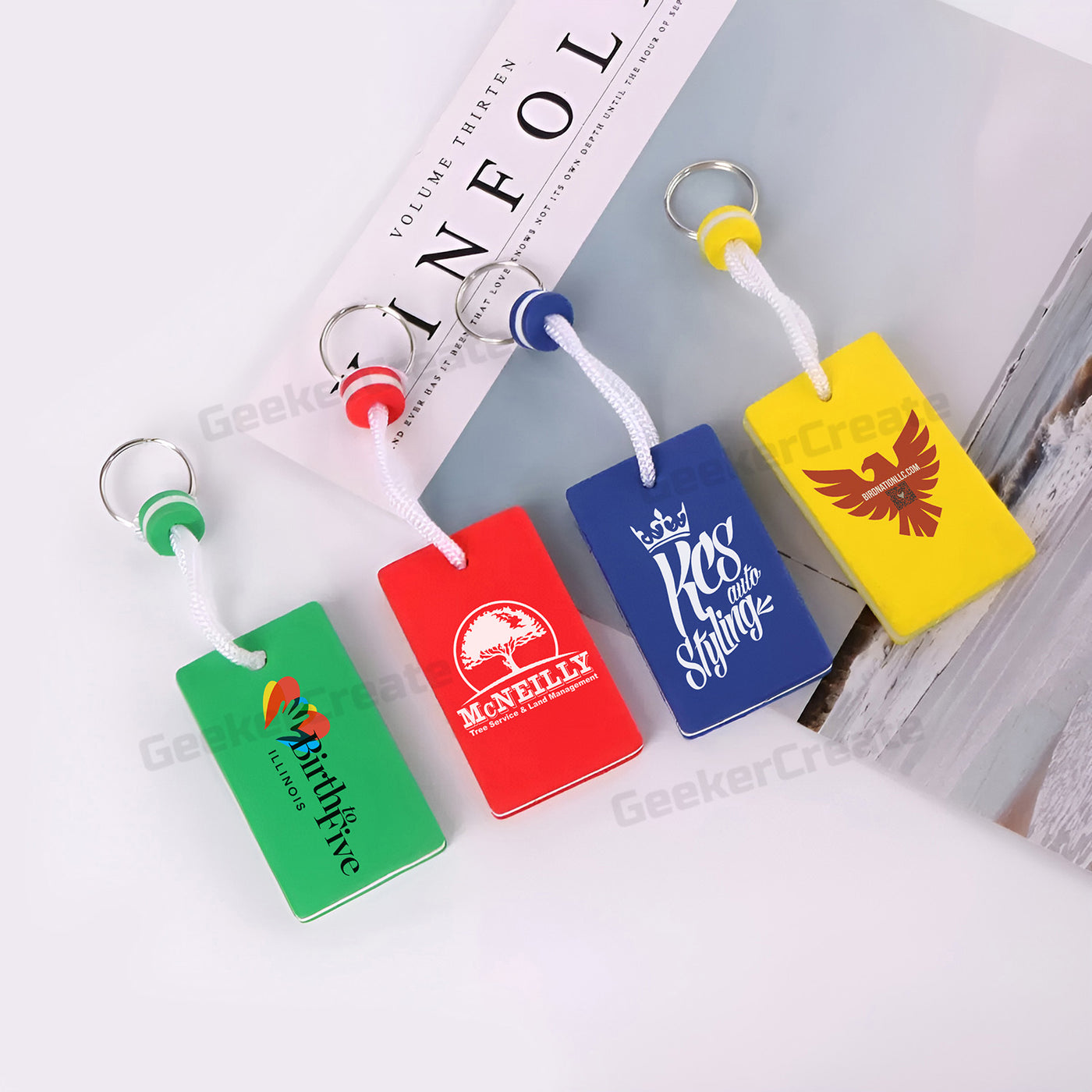 Custom Rectangle Shape EVA Foam Floating Keychain Brand Boat Key Tag