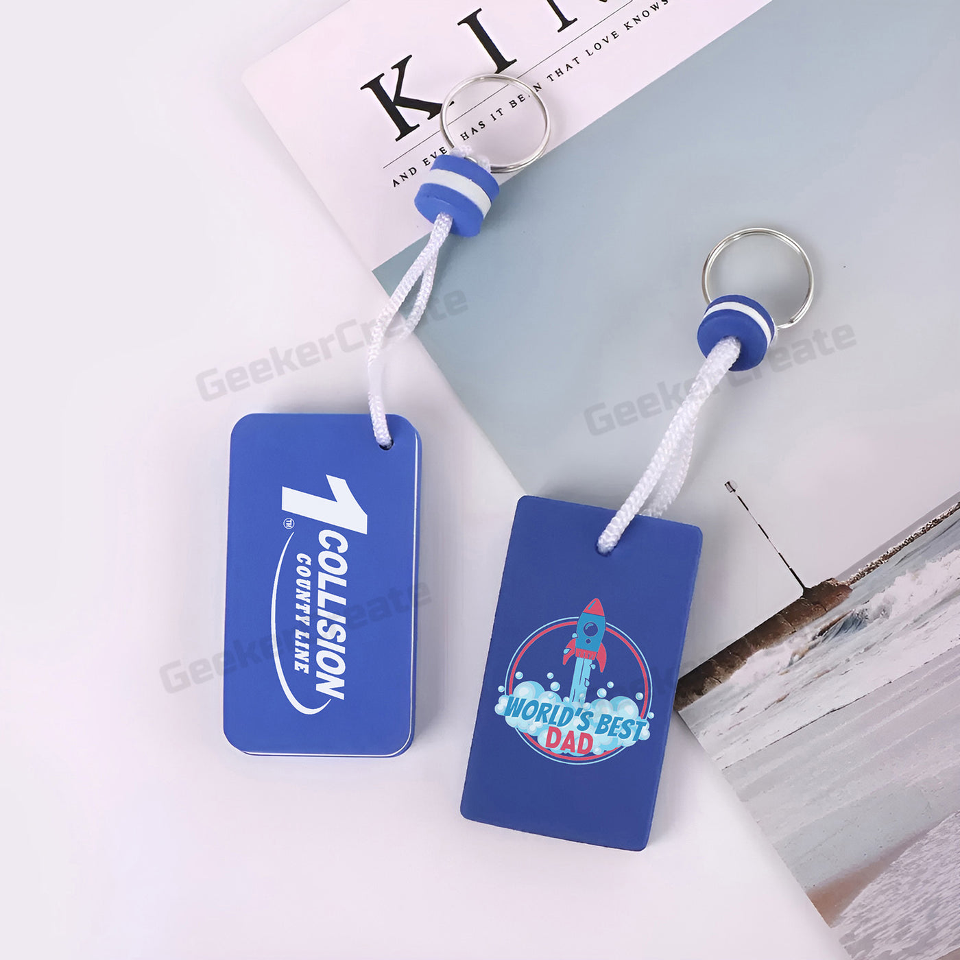 Custom Rectangle Shape EVA Foam Floating Keychain Brand Boat Key Tag