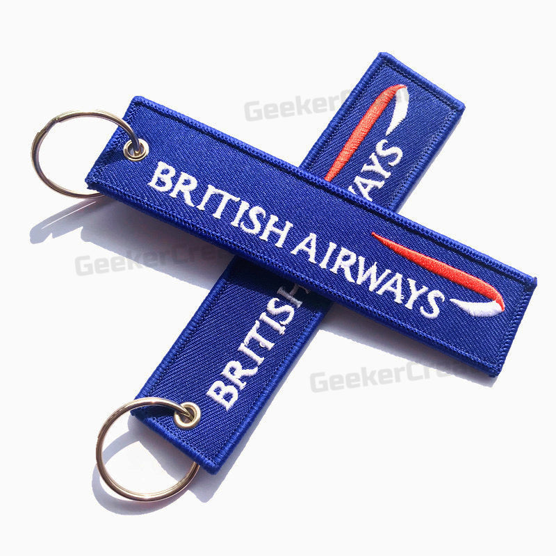 Custom Embroidered Patch Keychain Brand Logo Name Text Key Tag