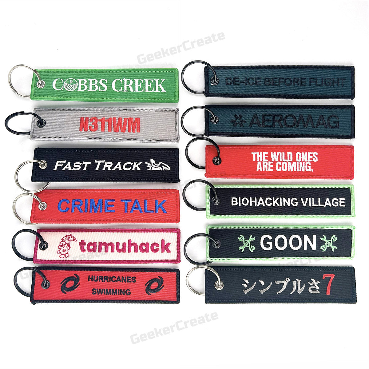 Custom Embroidered Patch Keychain Brand Logo Name Text Key Tag